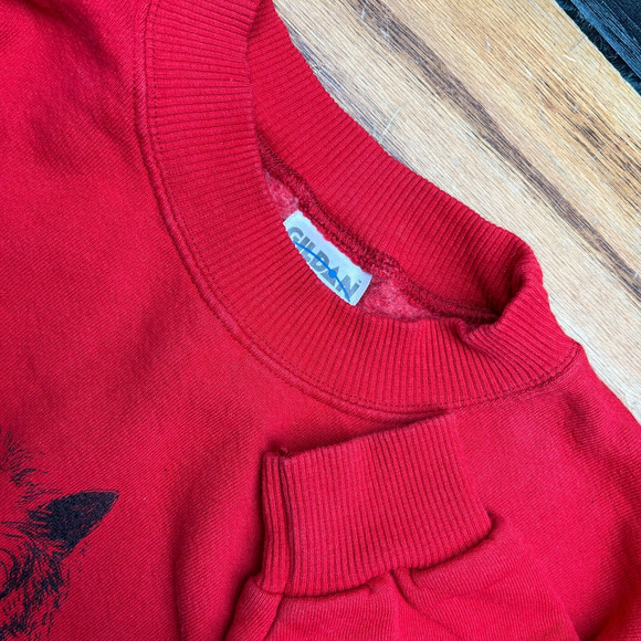 Vintage Dog Graphic Sweatshirt Red Terrier Puppy Portrait Adult Y2K Breed XL - Picture 4 of 9